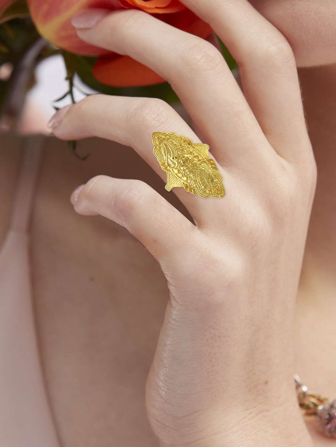 gold plated brass traditional finger ring - 22156919 -  Standard Image - 5