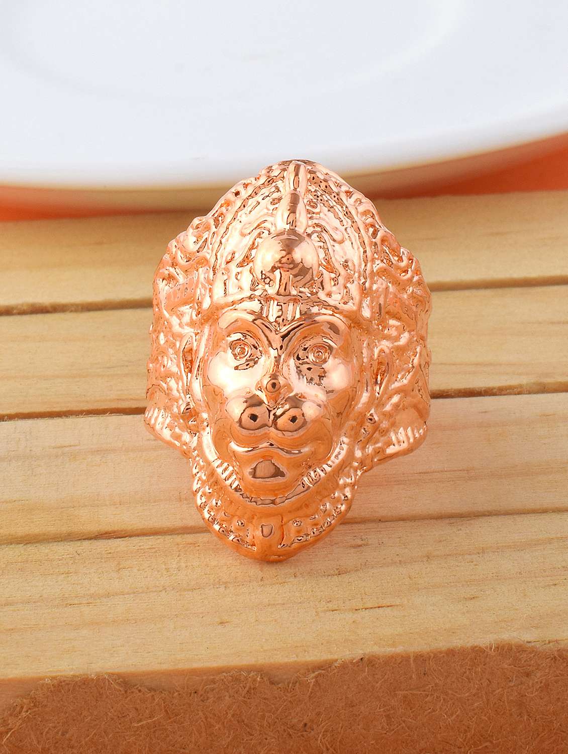 brass copper hanuman balaji bold ring