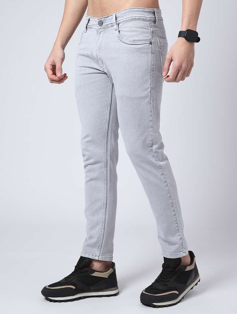 men plain mid rise full length slim fit jeans - 22156931 -  Standard Image - 3