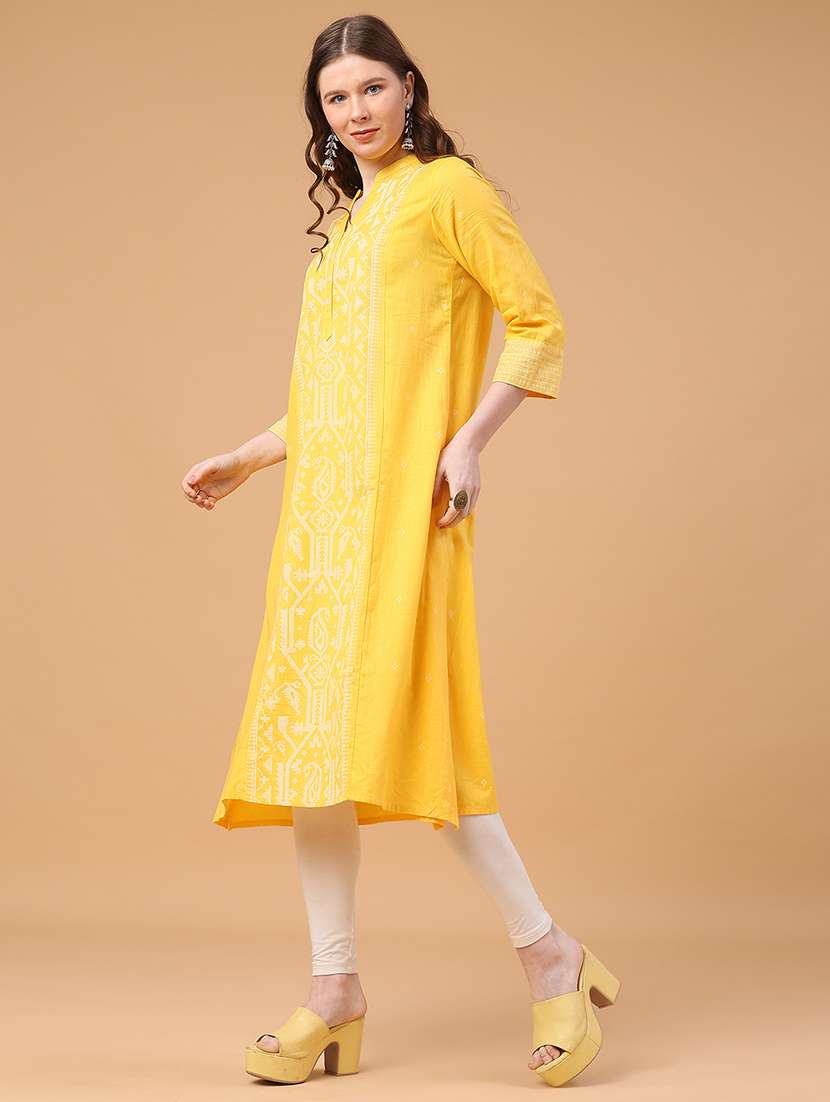 Yellow Cotton Aline Kurta - 22156953 -  Standard Image - 5