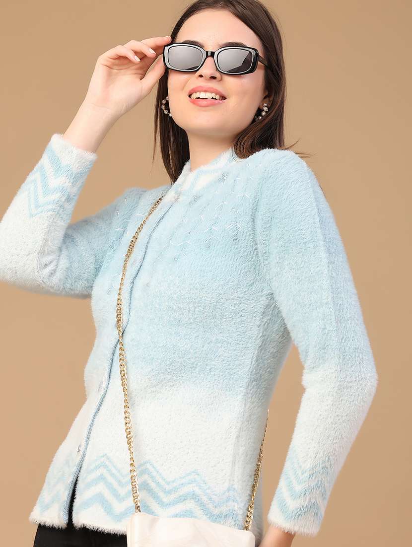 women self design long sleeve cardigan