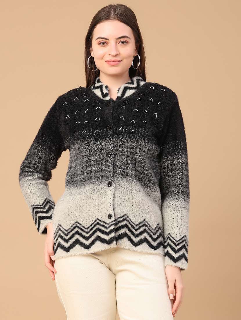 women self design long sleeve cardigan