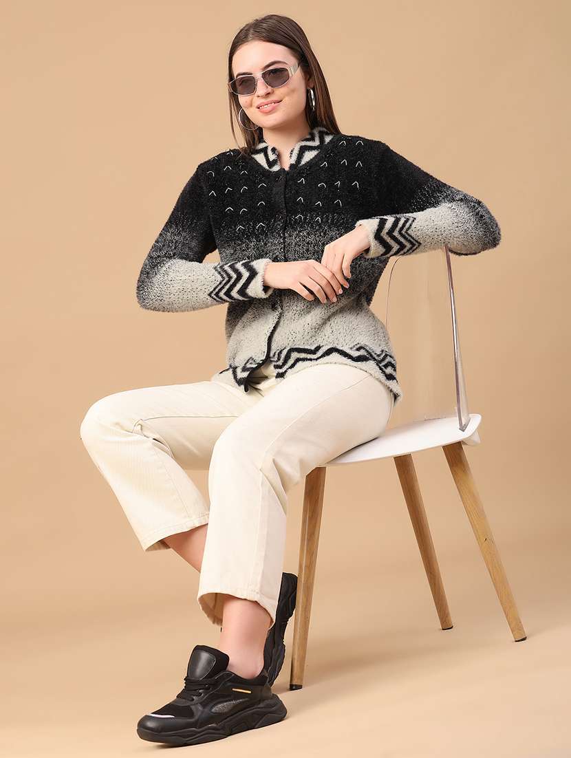 women self design long sleeve cardigan - 22156997 -  Standard Image - 5