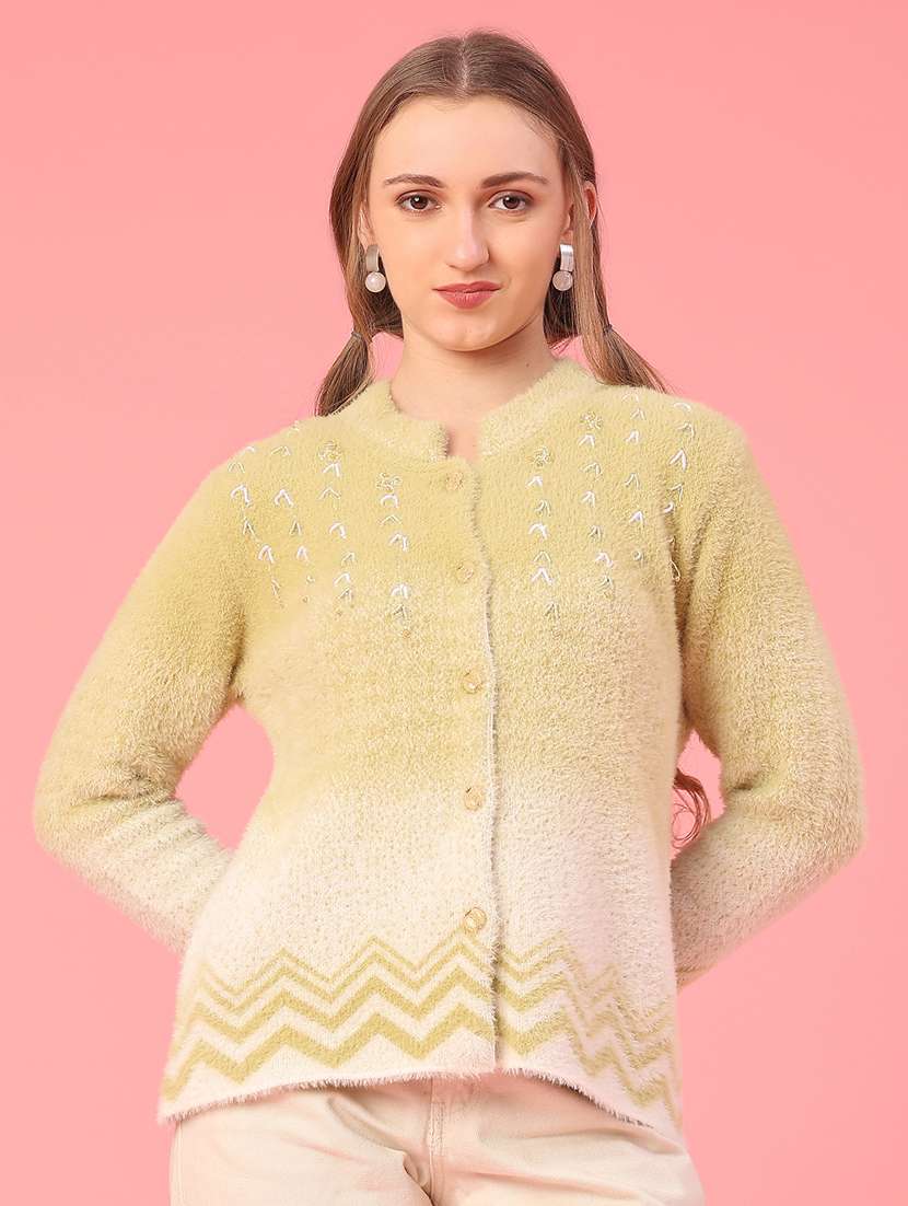 women self design long sleeve cardigan