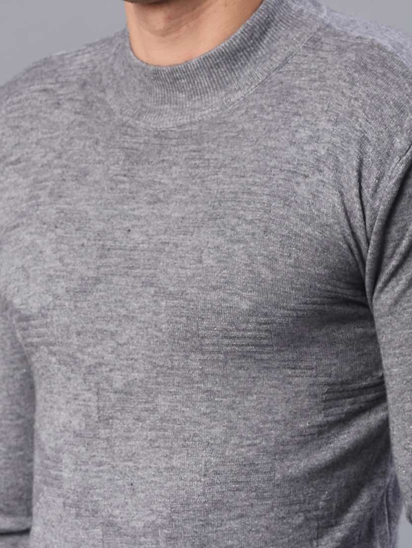 men self design long sleeve slim fit pullover  - 22157022 -  Standard Image - 5