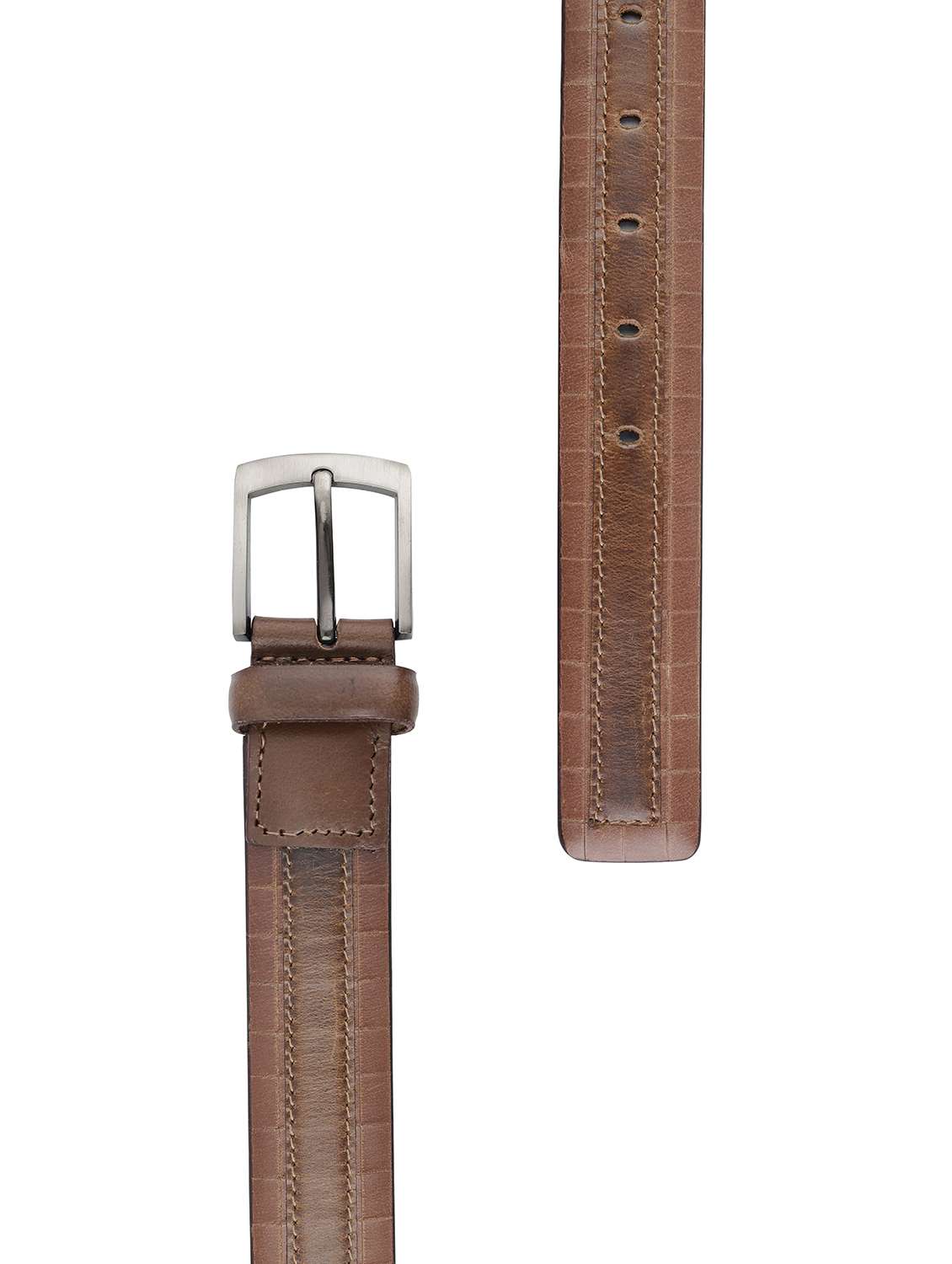 mens brown leather textured belt - 22157036 -  Standard Image - 5