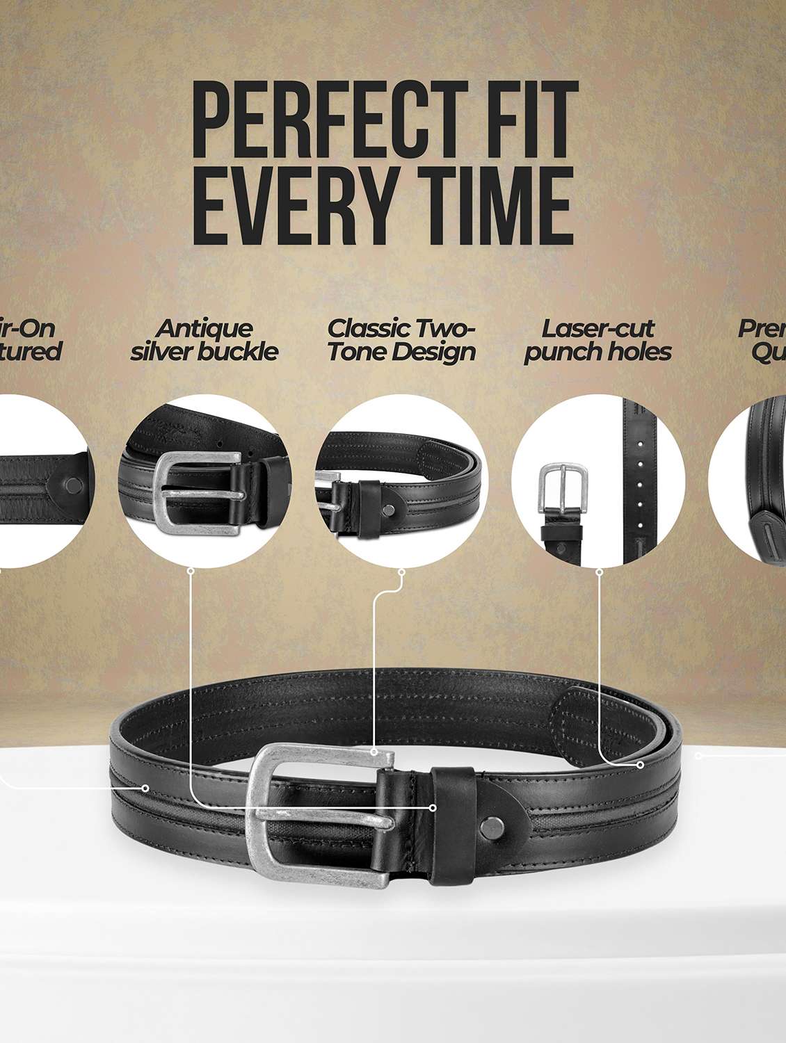 mens solid black leather formal belt - 22157037 -  Standard Image - 3