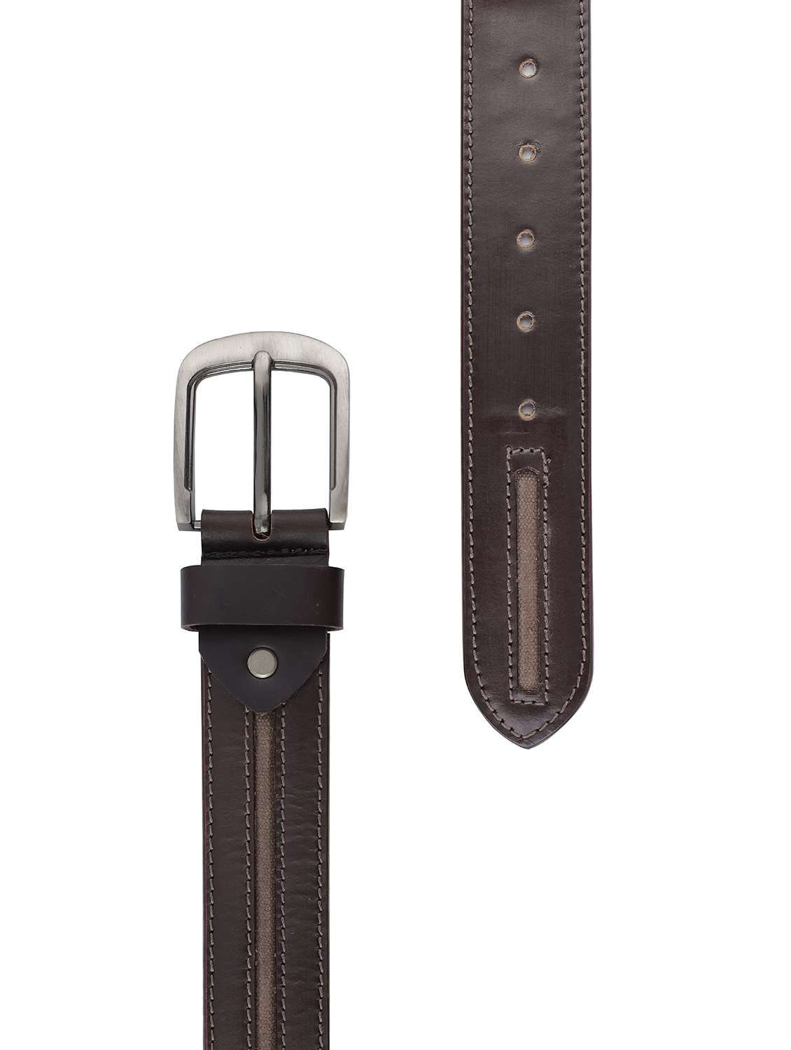 brown leather belt with metal buckle - 22157038 -  Standard Image - 5