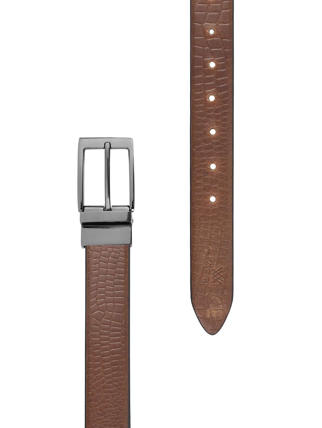 men's black crocodile patterned genuine leather belt - 22157040 -  Standard Image - 5