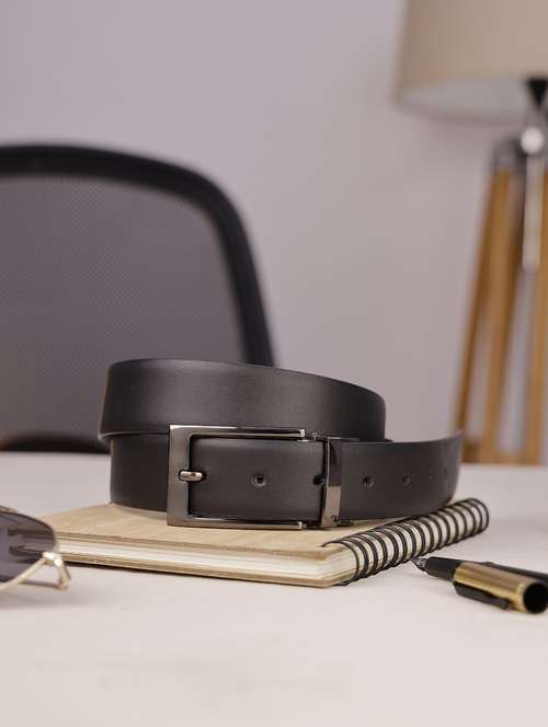 mens black formal leatherite reversible belt - 22157042 -  Standard Image - 0