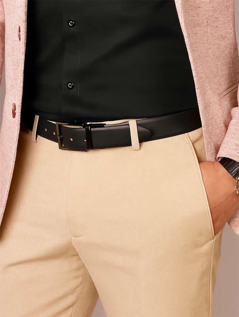 mens black formal leatherite reversible belt - 22157042 -  Standard Image - 3