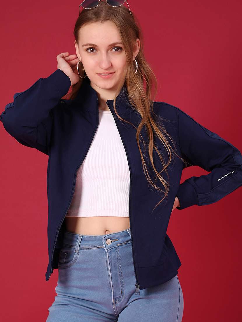 women solid long sleeve regular jacket