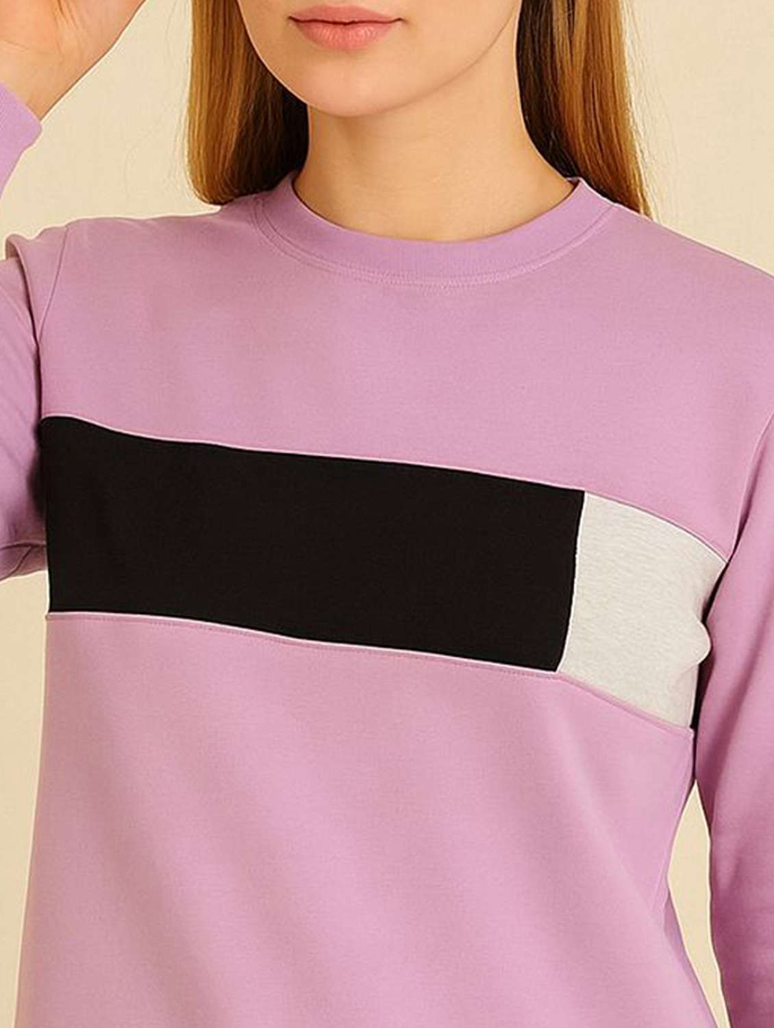 women color block long sleeve sweatshirt - 22157064 - Standard Image - 3