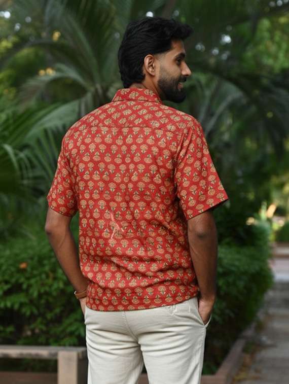 men printed short sleeve regular fit casual shirt - 22157074 -  Standard Image - 3