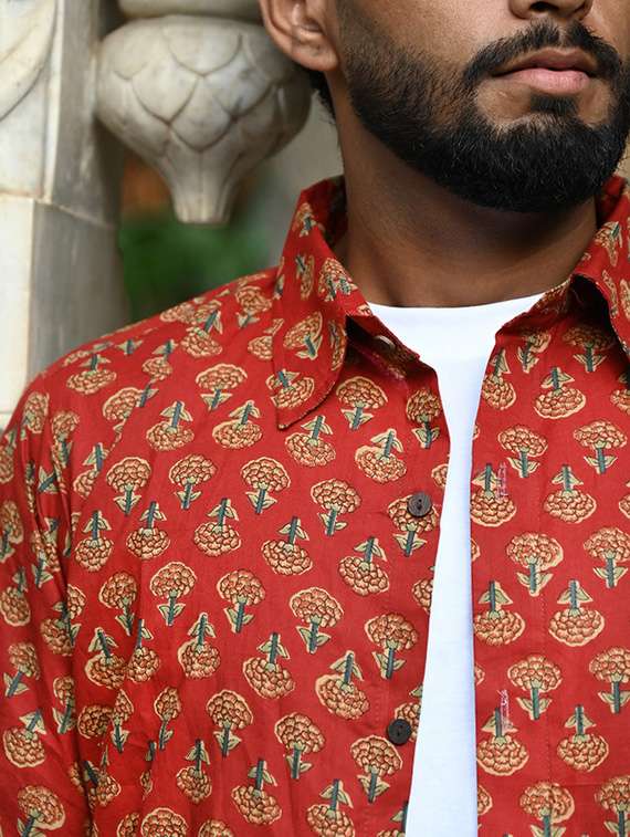 men printed short sleeve regular fit casual shirt - 22157074 -  Standard Image - 5