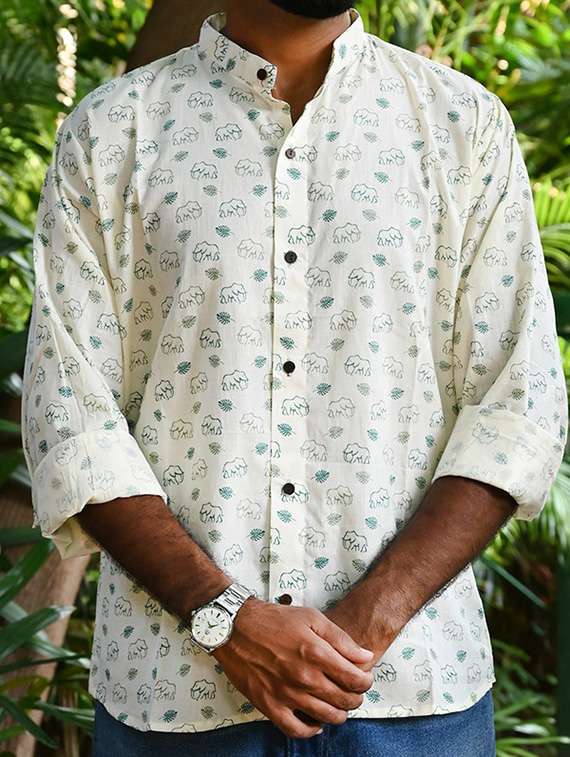 men printed long sleeve regular fit casual shirt - 22157076 -  Standard Image - 5