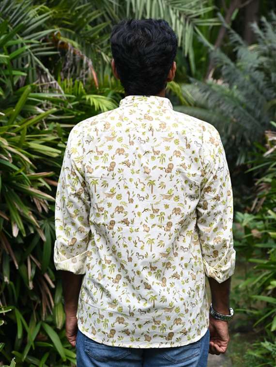 men printed long sleeve regular fit casual shirt - 22157077 -  Standard Image - 3