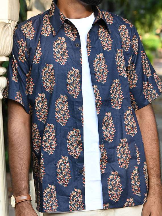 men printed short sleeve regular fit casual shirt - 22157081 -  Standard Image - 5