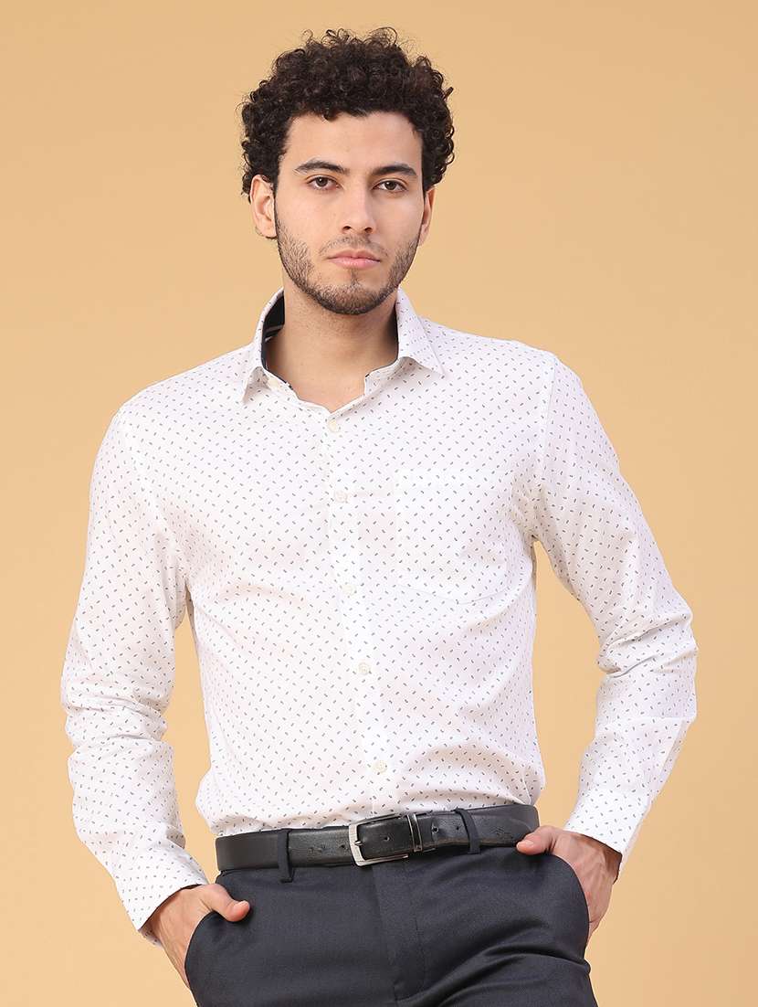 men printed long sleeve slim fit formal shirt