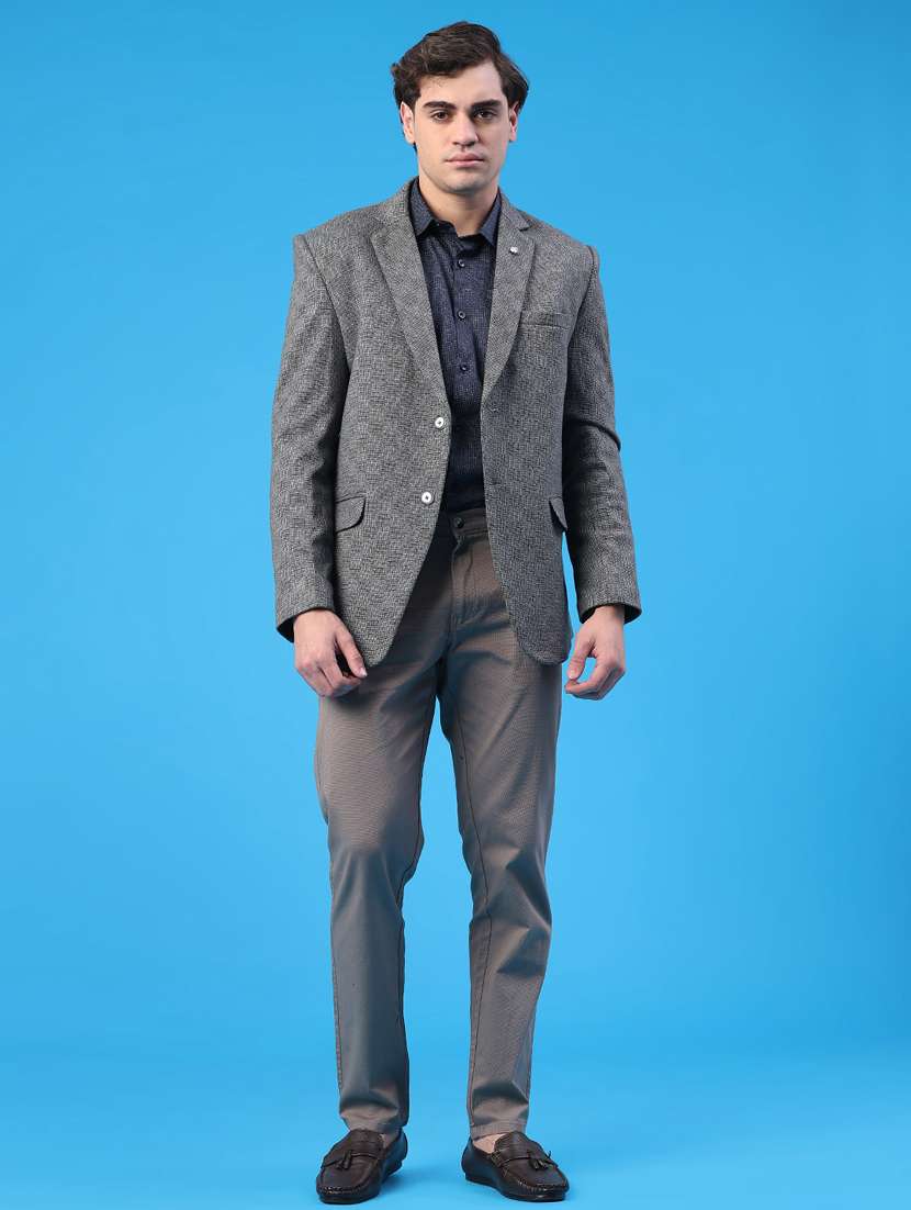 men self design single breasted casual blazer - 22157098 -  Standard Image - 5