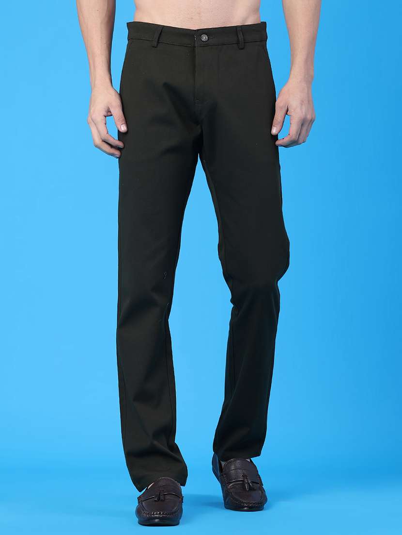 men solid mid rise chinos casual trouser