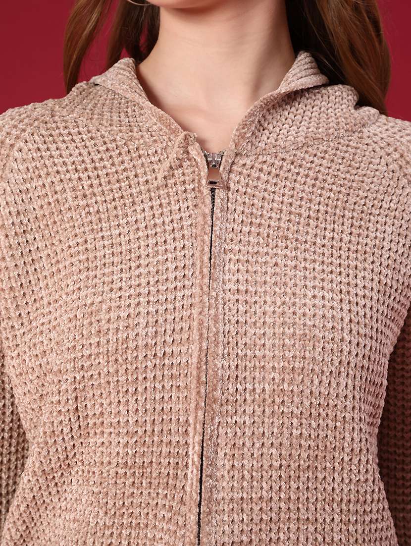 women self designed long sleeve hooded sweatshirt - 22157115 -  Standard Image - 5