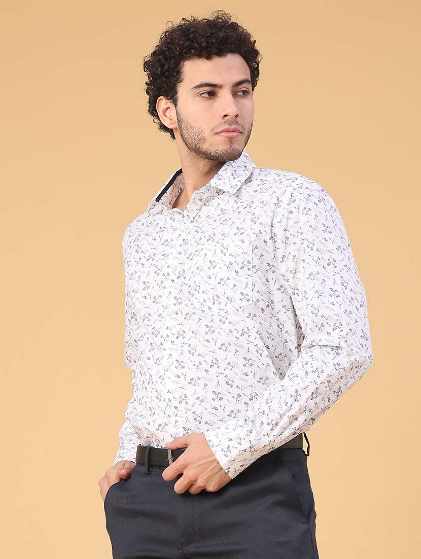 men printed long sleeve slim fit formal shirt - 22157122 -  Standard Image - 3