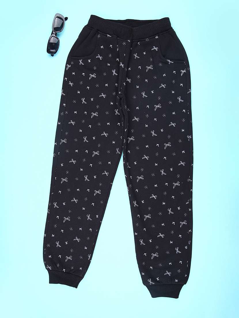 girls printed mid rise regular fit jogger
