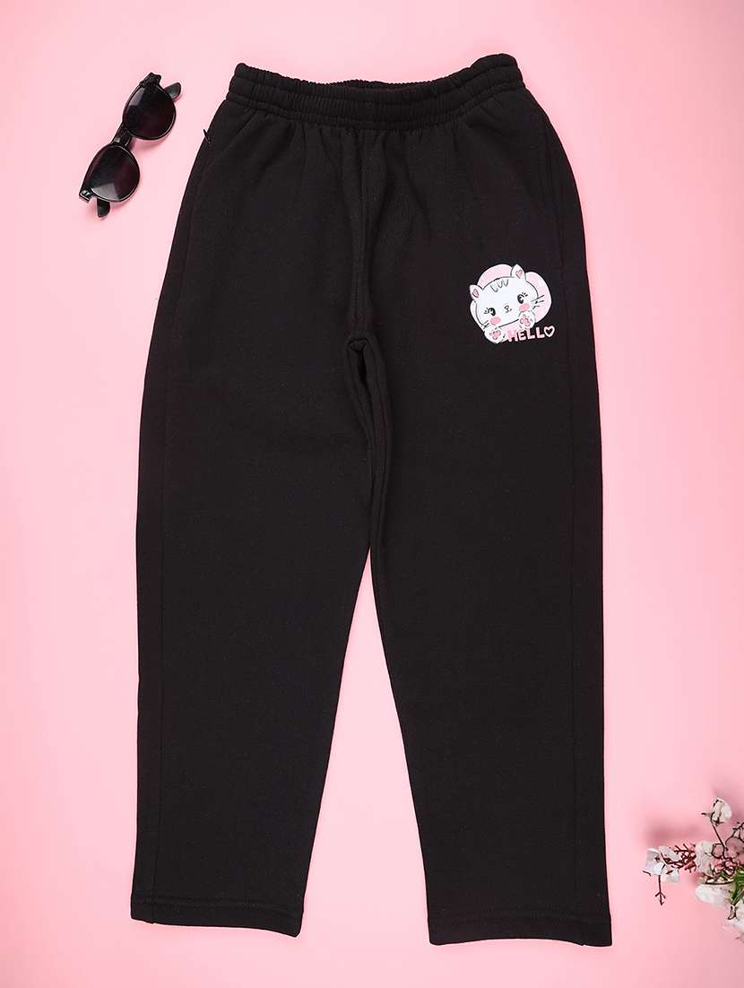 girls solid mid rise track pant