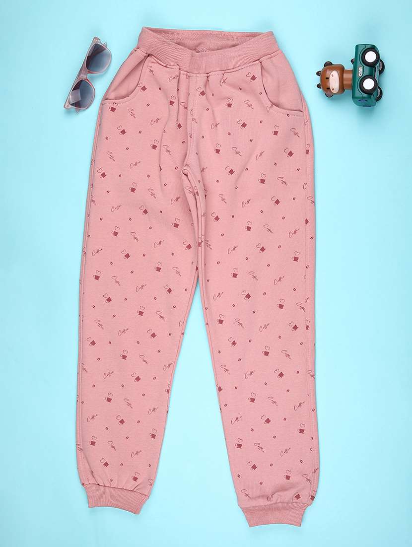 girls printed mid rise regular fit jogger