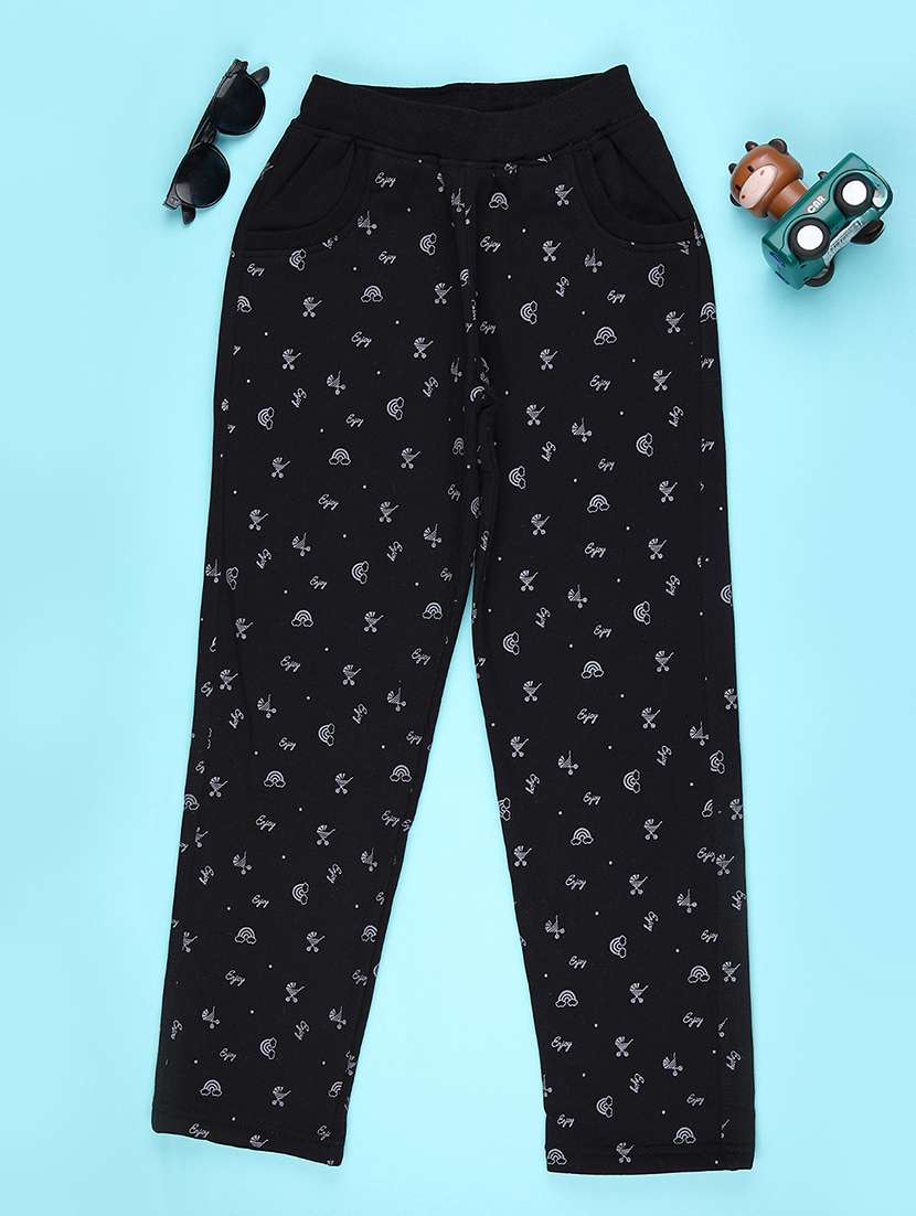 girls printed mid rise track pant