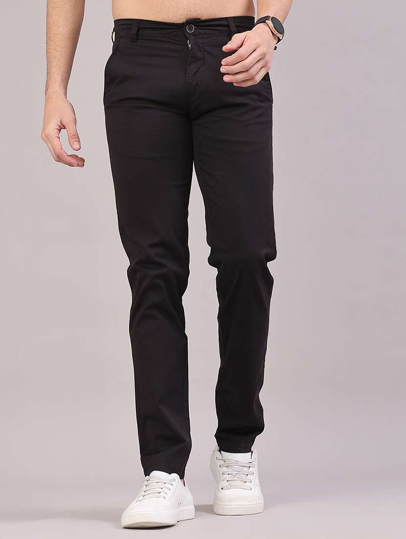 men solid mid rise slim fit casual chino