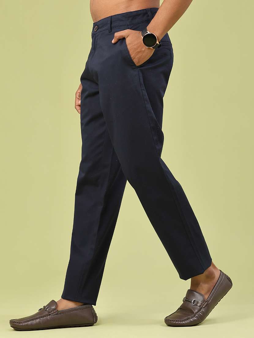 men solid mid rise chinos casual trouser - 22157146 -  Standard Image - 3