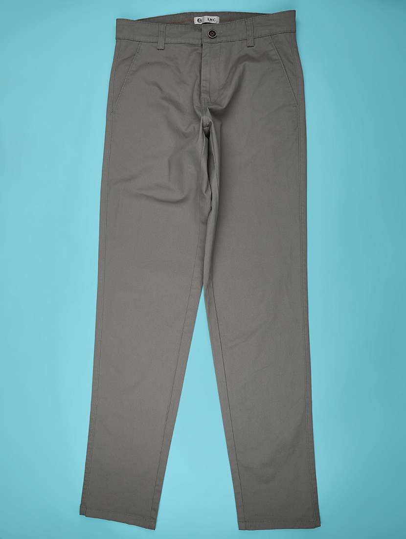 men solid mid rise slim fit casual chino