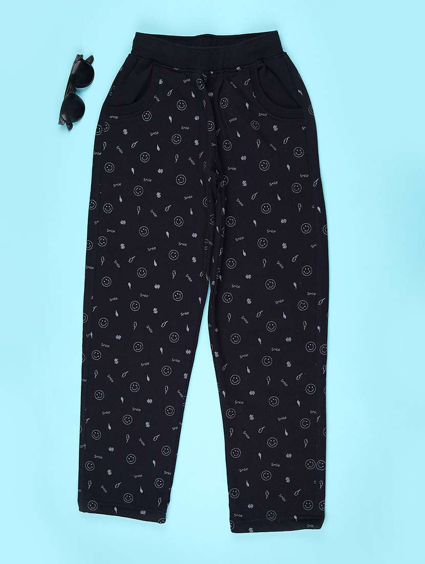 girls printed mid rise track pant