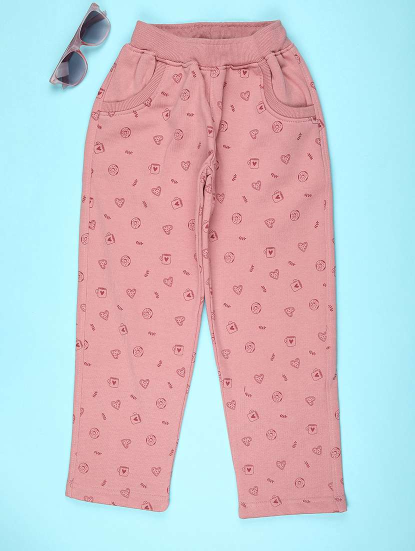 girls printed mid rise track pant