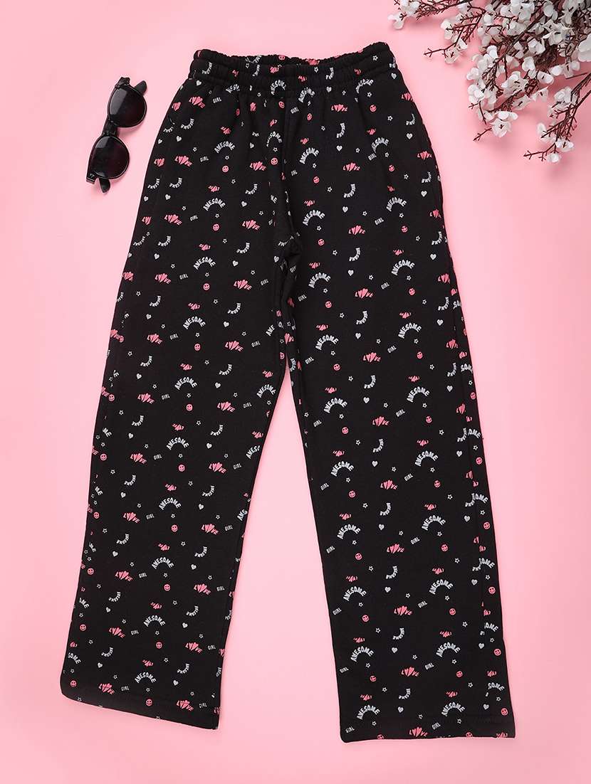 girls printed mid rise track pant