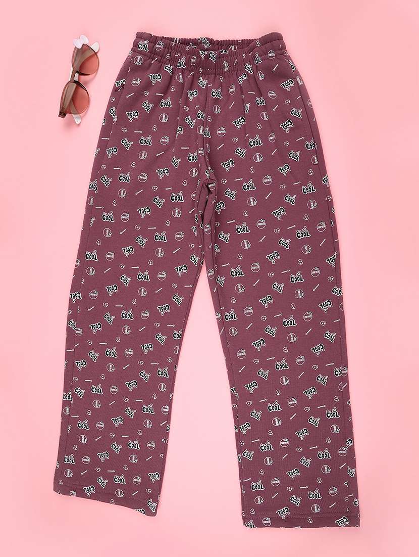 girls printed mid rise track pant