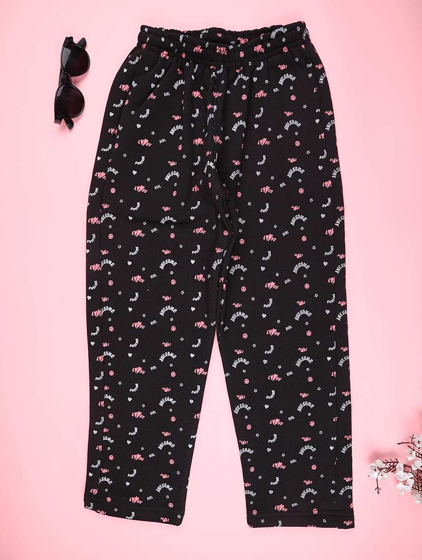 girls printed mid rise track pant