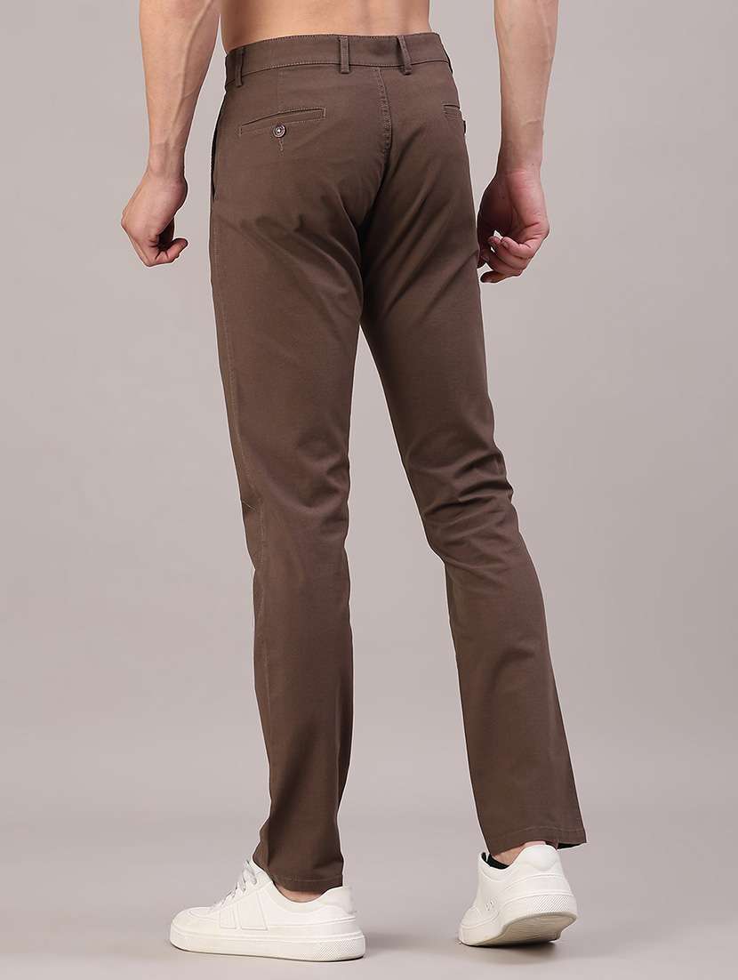 men solid mid rise chinos casual trouser - 22157190 -  Standard Image - 3