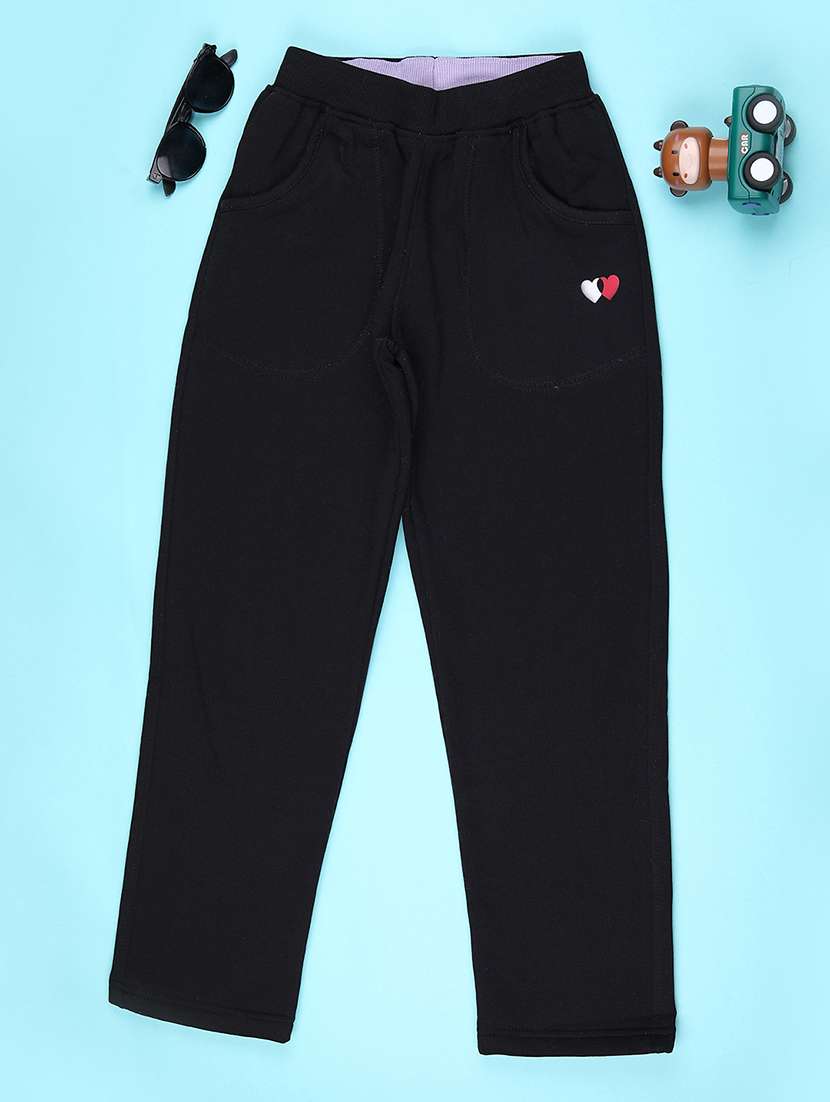 girls solid mid rise track pant
