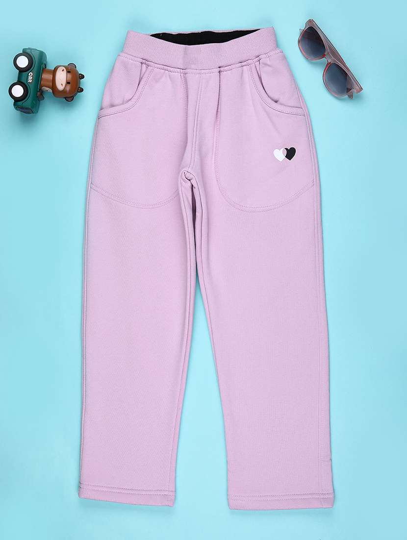 girls solid mid rise track pant