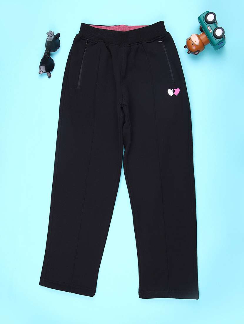 girls solid mid rise track pant