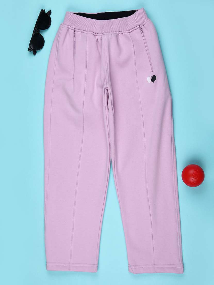 girls solid mid rise track pant