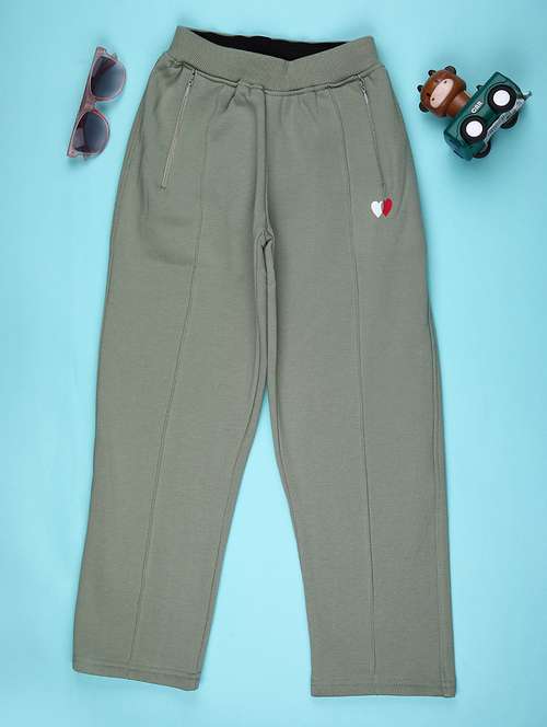 girls solid mid rise track pant - 22157220 -  Standard Image - 0