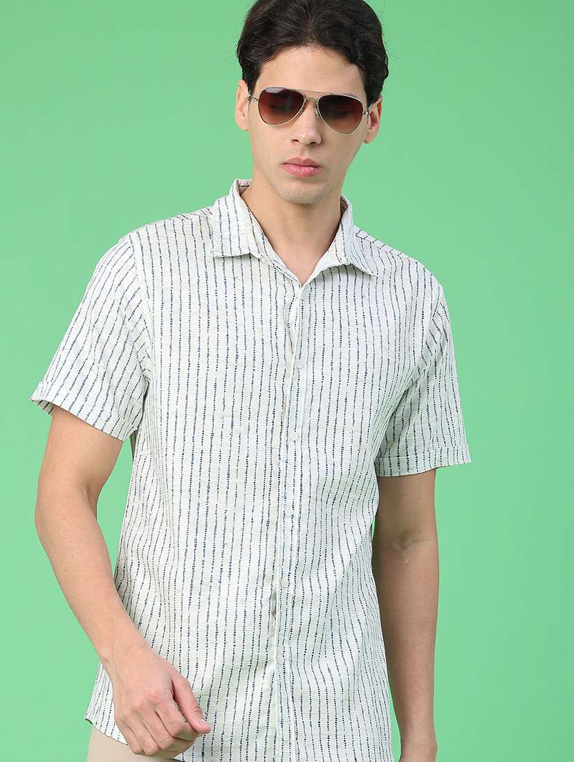 men printed short sleeve regular fit casual shirt