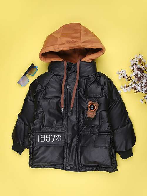 boys solid long sleeve hooded quilted jacket - 22157366 -  Standard Image - 0