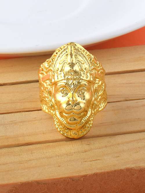 brass gold plated bajrang bali hanuman balaji bold finger ring  - 22157477 -  Standard Image - 0