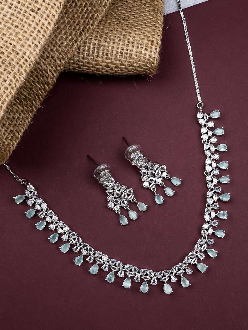 necklace silver plated party wear jewellery set