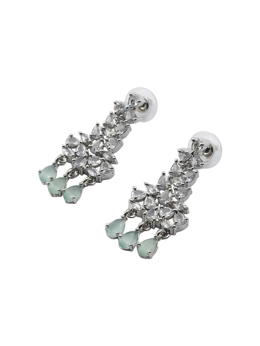 necklace silver plated party wear jewellery set - 22157485 -  Standard Image - 3